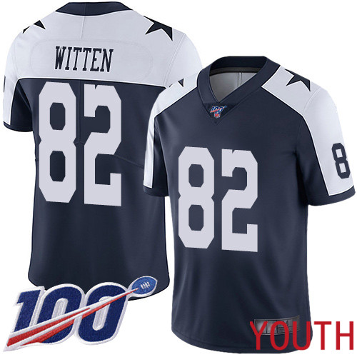 Youth Dallas Cowboys Limited Navy Blue Jason Witten Alternate #82 100th Season Vapor Untouchable Throwback NFL Jersey->youth nfl jersey->Youth Jersey